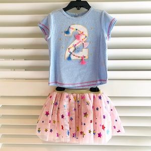 NEW Mud Pie Girl ‘2’ Birthday Skirt Set